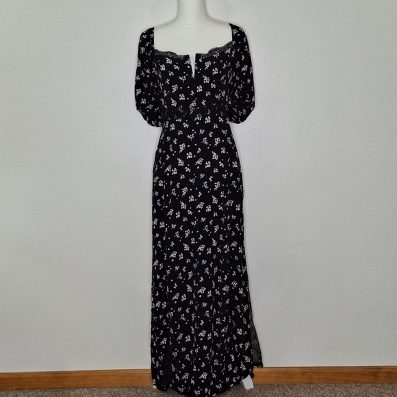 Forever 21 Plus Black Floral Lace Maxi Dress Size 0X - Picture 2 of 15